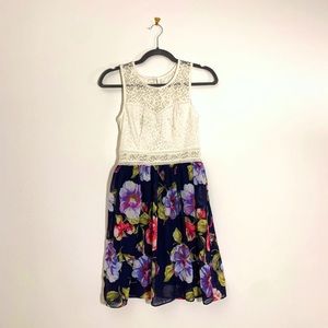 BCX lace floral fit and flare minidress